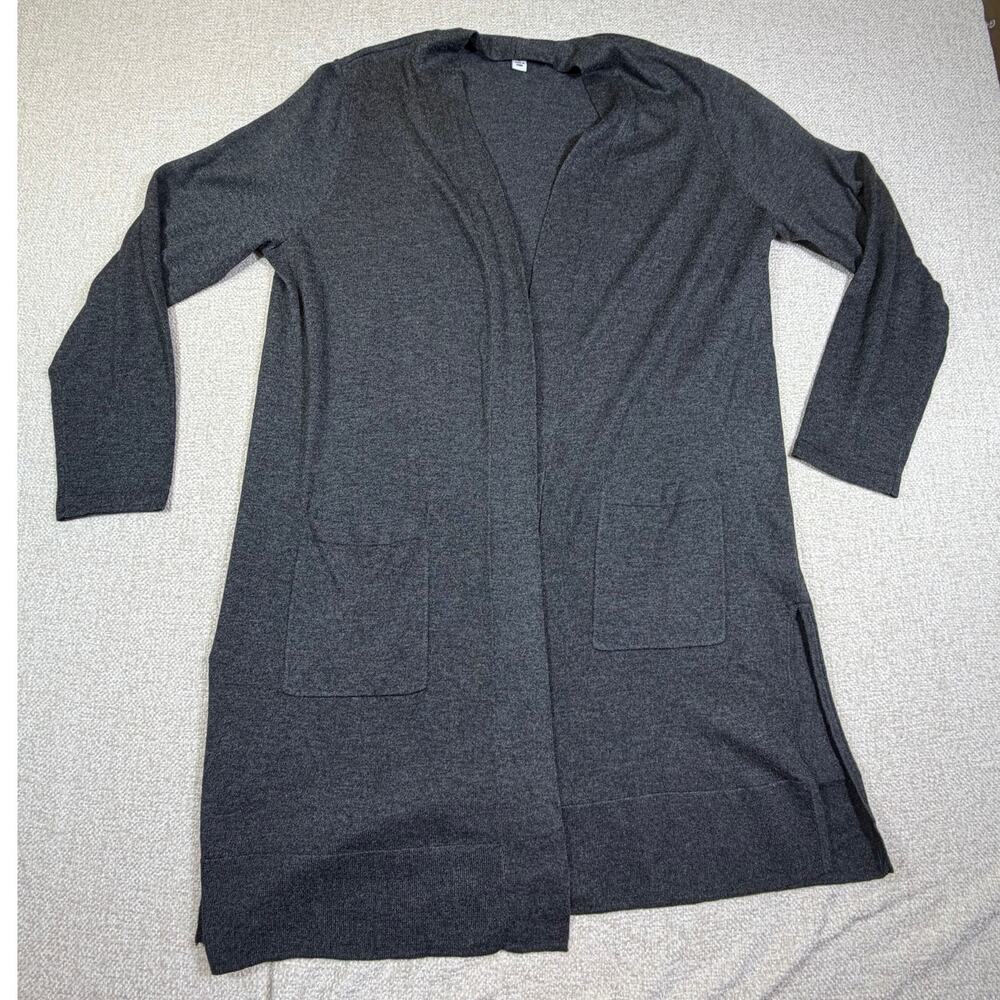 Susan Graver Women Medium Gray Lagenlook Travel Comfy Lightweight Cardigan